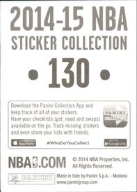 2014-15 Panini Stickers #130 John Henson Back