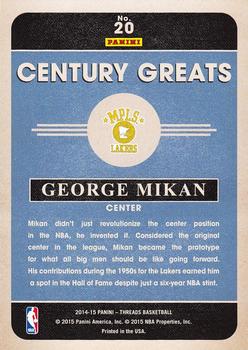 2014-15 Panini Threads - Century Greats #20 George Mikan Back