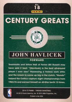 2014-15 Panini Threads - Century Greats #18 John Havlicek Back