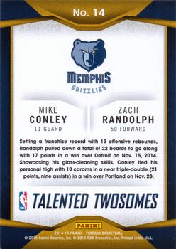 2014-15 Panini Threads - Talented Twosomes #14 Zach Randolph / Mike Conley Back