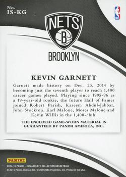 2014-15 Panini Immaculate Collection - Immaculate Standard #IS-KG Kevin Garnett Back
