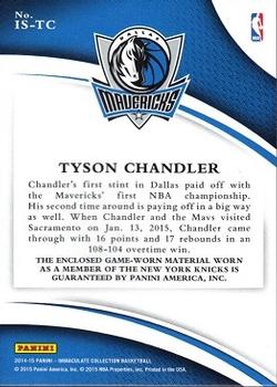 2014-15 Panini Immaculate Collection - Immaculate Standard #IS-TC Tyson Chandler Back