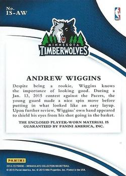2014-15 Panini Immaculate Collection - Immaculate Standard #IS-AW Andrew Wiggins Back