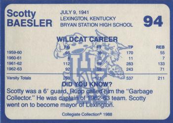 1988-89 Kentucky's Finest Collegiate Collection #94 Scotty Baesler Back