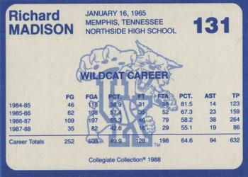 1988-89 Kentucky's Finest Collegiate Collection #131 Richard Madison Back