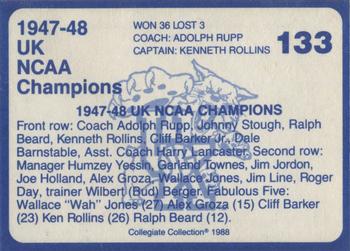 1988-89 Kentucky's Finest Collegiate Collection #133 '47-'48 Team Back