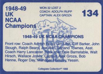 1988-89 Kentucky's Finest Collegiate Collection #134 '48-'49 Team Back