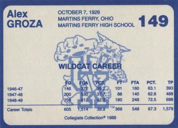 1988-89 Kentucky's Finest Collegiate Collection #149 Alex Groza Back