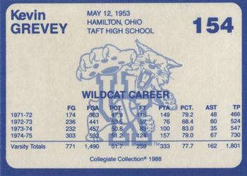 1988-89 Kentucky's Finest Collegiate Collection #154 Kevin Grevey Back