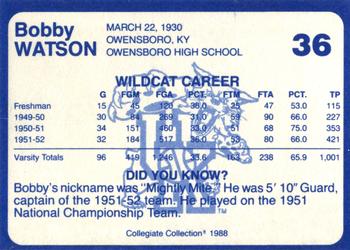1988-89 Kentucky's Finest Collegiate Collection #36 Bobby Watson Back