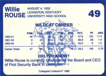 1988-89 Kentucky's Finest Collegiate Collection #49 Willie Rouse Back