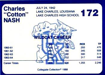 1988-89 Kentucky's Finest Collegiate Collection #172 Cotton Nash Back