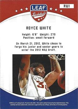 2012-13 Leaf Retail #RW1 Royce White Back