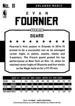 2015-16 Hoops #11 Evan Fournier Back