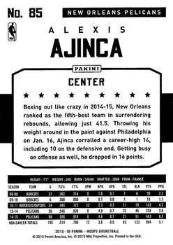 2015-16 Hoops #85 Alexis Ajinca Back