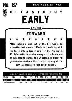 2015-16 Hoops #87 Cleanthony Early Back