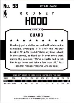 2015-16 Hoops #98 Rodney Hood Back