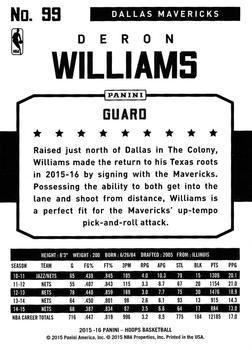 2015-16 Hoops #99 Deron Williams Back