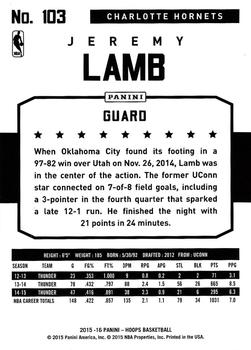 2015-16 Hoops #103 Jeremy Lamb Back