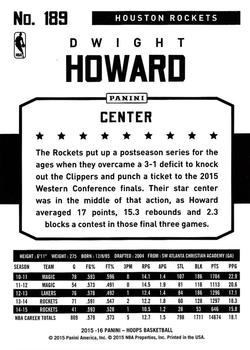 2015-16 Hoops #189 Dwight Howard Back