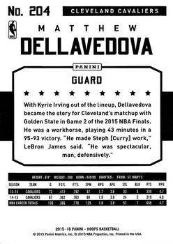 2015-16 Hoops #204 Matthew Dellavedova Back