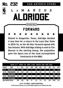 2015-16 Hoops #232 LaMarcus Aldridge Back