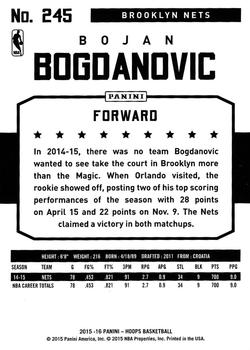 2015-16 Hoops #245 Bojan Bogdanovic Back