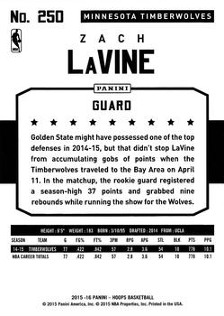 2015-16 Hoops #250 Zach LaVine Back