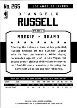 2015-16 Hoops #265 D'Angelo Russell Back