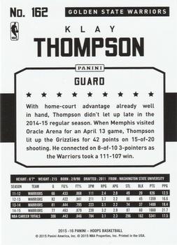 2015-16 Hoops #162 Klay Thompson Back
