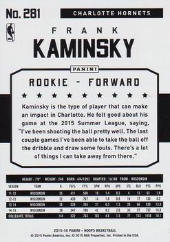 2015-16 Hoops #281 Frank Kaminsky Back