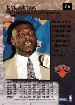 1996 Kenner/SkyBox Starting Lineup Cards Extended Series #76 Larry Johnson Back