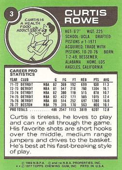 1977-78 Topps - White Backs #3 Curtis Rowe Back