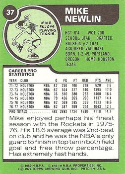 1977-78 Topps - White Backs #37 Mike Newlin Back