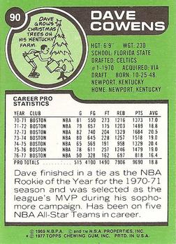 1977-78 Topps - White Backs #90 Dave Cowens Back