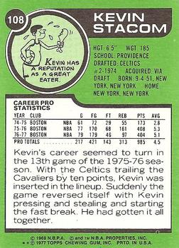 1977-78 Topps - White Backs #108 Kevin Stacom Back