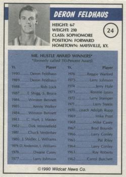 1989-90 Kentucky Wildcats Big Blue Awards #24 Deron Feldhaus Back