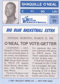 1990-91 Kentucky Wildcats Big Blue Magazine Dream Team/Award Winners #19 Shaquille O'Neal Back