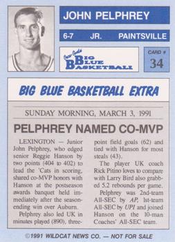 1990-91 Kentucky Wildcats Big Blue Magazine Dream Team/Award Winners #34 John Pelphrey Back
