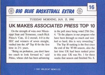 1991-92 Kentucky Wildcats Big Blue Magazine #16 UK Cracks Top 10 Back