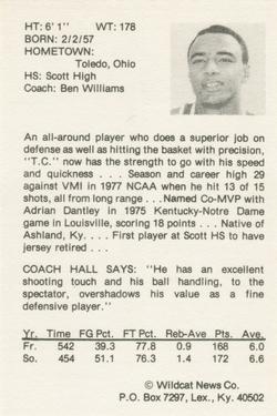 1977-78 Kentucky Wildcats News #20 Truman Claytor Back