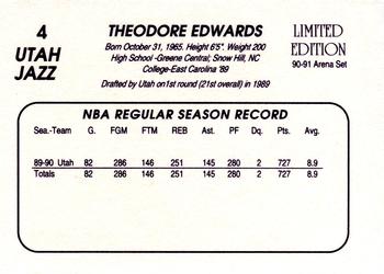 1990-91 Star Utah Jazz Arena #4 Blue Edwards Back