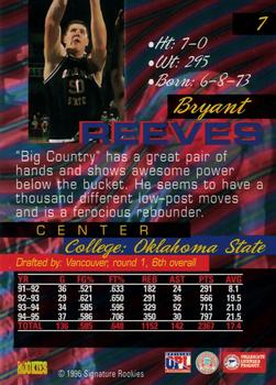 1996 Signature Rookies Supreme #7 Bryant Reeves Back
