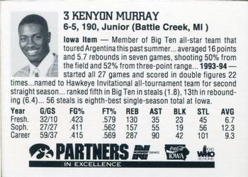 1994-95 Iowa Hawkeyes #NNO Kenyon Murray Back