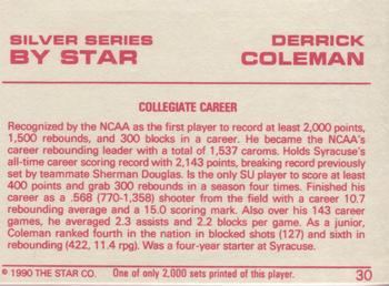 1990-91 Star Silver Series #30 Derrick Coleman Back