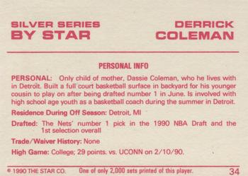 1990-91 Star Silver Series #34 Derrick Coleman Back