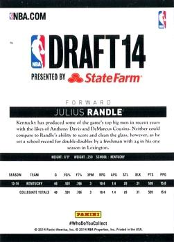 2014 Hoops State Farm NBA Draft #NNO Julius Randle Back