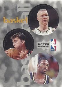 1997-98 Upper Deck NBA Stickers (European) #27 / 94 / 237 Chris Mullin / Arvydas Sabonis / Dale Davis Front