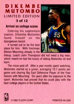 1991-92 Fleer - Dikembe Mutombo Limited Edition Autographs #3 Dikembe Mutombo Back