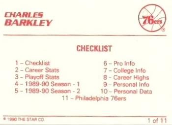 1990 Star Charles Barkley - Glossy #1 Charles Barkley Back